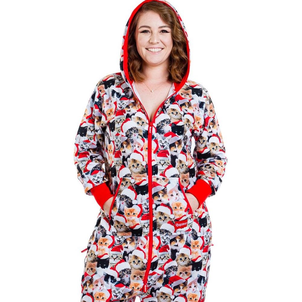 TIPSYELVES Meowy Catmus Hooded Jumpsuit Onesie Unisex L NEW!